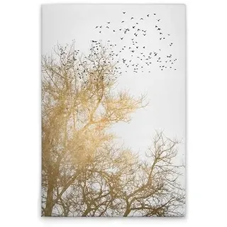 A.S. Création Leinwandbild Baumkrone Weiß Gold - Wandbild in Creme, Gold - 80 x 120 cm - DD131771