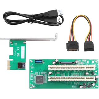 PCIe 1X auf PCI Adapterkarte - Dual Slot Konverter mit externer SATA-Stromversorgung, Plug & Play für Sound/Netzwerk/Gold Steuerkarte