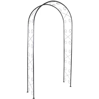 Nexos ZGE36116 Rosenbogen Torbogen Rankhilfe Pergola Spalier für Rosen Blumen im Garten Terrasse in schlichtem Design aus Metall 230 cm, schwarz