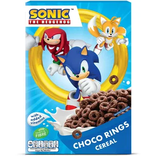 Sonic Choco Rings Cereal, schokoladige Kringel aus Weizen, Hafer und Mais für Dein perfektes Frühstück, mit zugesetzten Vitaminen, 1er Pack (1 x 350g)