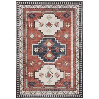benuta Vintage-Teppich, Mehrfarbig, Blau, Kunststoff, Vintage, Rechteckig, 120x170 cm, Oeko-Tex® Standard 100, in verschiedenen Größen erhältlich, rutschfeste Unterfläche, waschbar, Teppiche & Böden, Teppiche, Vintage-Teppiche
