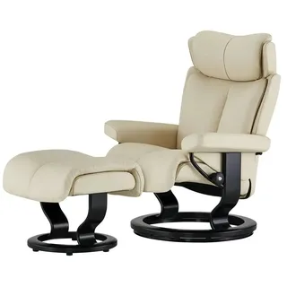 Stressless Relaxsessel mit Hocker Leder Magic L , creme , Maße (cm): B: 90 H: 111 T: 82.0