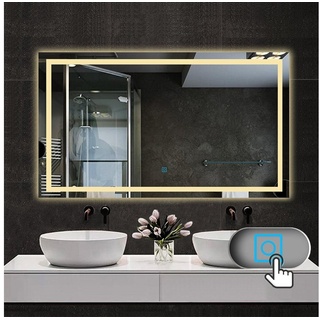 duschspa Badspiegel Badspiegel mit Beleuchtung 120cm Wandspiegel, Touch-Schalter beschlagfrei 120 cm x 80 cm
