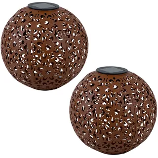 Expo Börse Solarleuchte Metall D 20 cm 2er Set braun