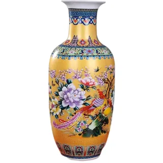 AMITVA Keramik-Emaille-Farbe Blumen- und Vogelvase Große Dekoartikel Vase Antikes chinesisches Porzellan Dekoration Ornamente Keramik Handwerk - A: hoch 46 cm