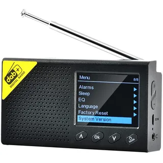 DAB-Radio mit 2,4-Zoll-LCD-Display, Wiederaufladbarer BT-Radiowecker für Home-Office-Reiseempfänger für Großbritannien, Deutschland, Italien, 9 Sprachen