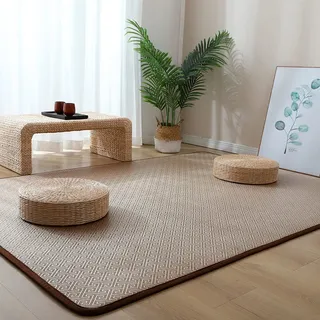 FUYAO Japanische Tatami-Bodenmatte, Rattan Nicht rutschernde atmungsaktive Teppiche, Sommerfaltboden Schlafmatte Innenboden Teppich