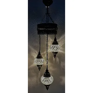 Samarkand - Lights Handgefertigte Orientalische Mosaiklampe Mosaik Glas Hänge Lampe Pendelleuchte Deckenleuchte Aussenleuchte Handarbeit Hängeleuchte Hängelampe Größe 2 / SILBER