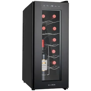 Klamer Weinkühlschrank Schwarz, Metall, Glas, 51x65.5x26.5 cm, Küchen, Küchenelektrogeräte, Kühlschränke | Gefrierschränke, Weinkühlschränke
