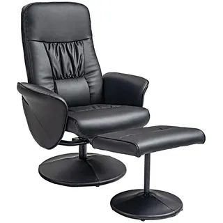 Homcom Relaxsessel Kunstleder 81 x 101 x 76 cm Schwarz mit Hocker