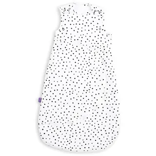 Snüz Pouch Baby Sleeping Bag, 2.5 Tog - Black Polka Dot Design - Soft 100% Cotton with Zip for Easy Nappy Changing - 0-6 Months