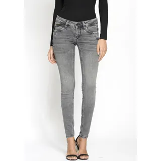 Skinny-fit-Jeans GANG "94Nikita" Gr. 30, N-Gr, grau (vint grey) Damen Jeans Röhrenjeans mit Zipper-Detail an der Coinpocket