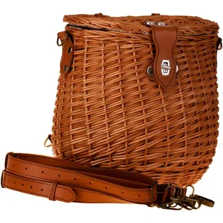 e-wicker24 Alles aus Weide Korbtasche aus Weide geflochten Flechttasche mit dem Tragegurt aus Leder Damentasche aus Korbgeflecht Schultertasche Strandtasche Rucksack - 29x19 H28