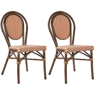 pemora Gartenstuhl Bistrostuhl Terrassenstuhl Outdoor-Stuhl 2-er Set BAMBU beige|rot