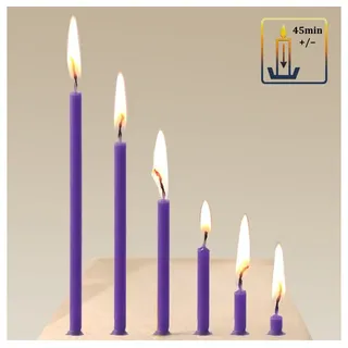NKlaus Standkerzenhalter 50x Stabkerzen Violett Tropffrei Rußfrei dünn L 16cm Premium Paraffinw