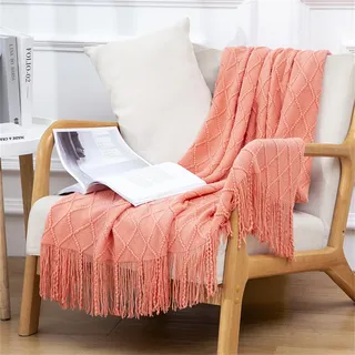 Highdi Kuscheldecke Flauschig Warm, Herbst Winter Warme Wohndecke Kinder Decke Flauschige Couchdecke Überwurf Fleecedecke (130X180cm,Rhombus-Koralle)
