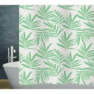 Diaqua Textil-Duschvorhang Palmier  (120 x 200 cm, Weiß/Grün)