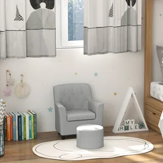 AIYAPLAY Kindersessel Kindersofa mit Fußhocker Kindercouch ab 18 Monaten Grau
