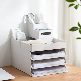 Pilipane schreibtisch organizer, ablagefächer stapelbar, büro organizer, DIY-Montage schreibtischablage, großes Fassungsvermögen, aus langlebigem ABS-Harz, für Papier, Ordner & Schreibwaren