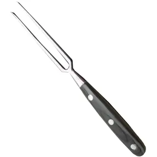 Fleischgabel aus Edelstahl, langer Griff, Kochwerkzeug, Holzgriff für Grill, Küche (1 Stück, schwarz)