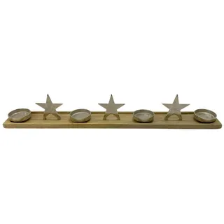 X-Mas Adventskerzenhalter, Braun, Silber, Holz, Metall, Mangoholz, massiv, Dekoration, Weihnachtsdekoration, Winterdeko