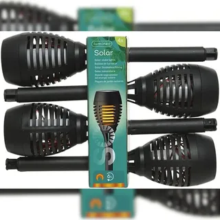 Lumineo Solarleuchte Kunststoff Ø 7,5 cm Höhe 27 cm 4er Set schwarz