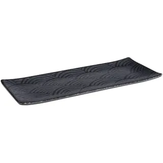 APS Tablett DARK WAVE, 29 x 12 cm, Höhe 1,5 cm, Melamin, schwarz/Wellendekor