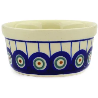 Unbekannt Original Bunzlauer Keramik Dessertschale Ø9,0cm Creme Brulee Soufflee-Förmchen Ragout fin Dip Schale Würzfleisch Auflaufform-Schälchen mit 100 ml für Desserts, Muffins, Pasteten im Dekor 8