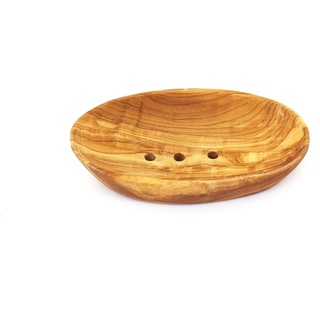 mitienda mit Liebe gemacht Seifenschale aus Holz 12 cm, Seifenablage Olivenholz, Ablage für Seife Badezimmerdeko