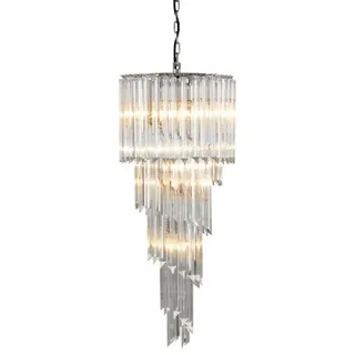 Casa Padrino Luxus Hängeleuchte Eiszapfen Design aus Glas und Edelstahl, 95 x 40 cm, 7x E14