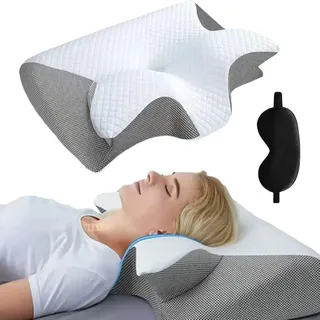Generisch Curosleep Kissen,2026 Nackenkissen Orthopädisches Ergonomisches Memory Foam Kissen – Konturierte Unterstützung zur Linderung von Nackenschmerzen(Grau)