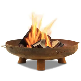 BBQ-Toro Feuerschale Ø 70 cm, Rostoptik, Outdoor Dreibein Feuerstelle für Garten/Terrasse, (4-St), mit Griffen braun