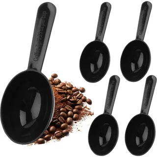 ANNASAMDO 5 Stück Messlöffel 7g Kunststoff Kaffee Tee Schwarz | Bruchfest und spülmaschinenfest. Präzise Dosierung ohne Waage. Modernes Design schlank. Auch für Milchpulver Protein.