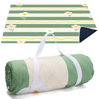 LARUTAN Picknickdecke 200x200 cm, wasserdicht & waschbar, Faltbare Stranddecke mit Tragegriff, Outdoor Decke für Strand, Camping, Park & Picknick, Provence