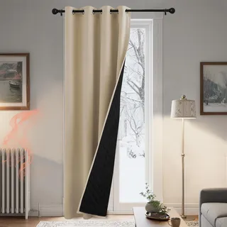 PONY DANCE Türvorhang Kälteschutz Verdunkelungsvorhang 1 Stück | H 210 x B 140 cm, Biscotti Beige, mit Ösen, Gardinen Blickdicht, Doppellagig, Thermovorhang, Wärmeisolierend, Dick