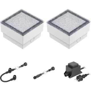 ledscom.de Boden-Einbauleuchte 2er Set Kunststoff 10x10cm 6,7cm grau