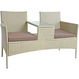 ESTEXO Polyrattan Sitzgruppe Rattan Sitzgarnitur Gartenmöbel Set Gartenset Balkonmöbel Gartentisch Gartenstuhl Balkontisch Balkonstuhl (Beige)