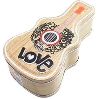 Spardose aus Metall, Form einer Gitarre mit Schloss, lustige Spardose, große Größe für Jungen und Mädchen (Holz)
