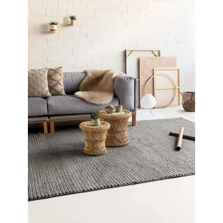 benuta Wollteppich Uno, rechteckig, Höhe: 5 mm, 100% Wolle, Teppich Wohnzimmer, Schlafzimmer, Esszimmer, Flur, Hygge grau 250 cm x 350 cm x 5 mm