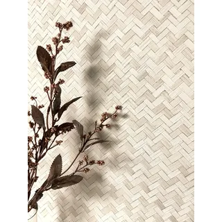 Newroom Vliestapete Beige Rattan Geflecht Tapete Wohnzimmer | Fischgrätmuster im Korbgeflecht, cremeweiße Naturoptik, Mustertapete Tapete Boho skandinavisch, Schlafzimmer Küche