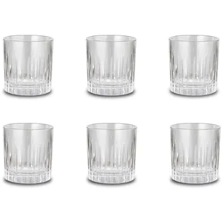 Peill+Putzler Germany 6er Set Whiskygläser, 300 ml Volumen, schwerer Boden, Kristallgläser mit einem schlichten Streifendesign, Trinkgläser für Wasser, Saft & Cocktail geeignet