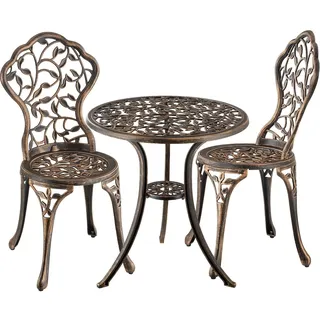 Tectake Bistroset 3-tlg. Schwarz/Grau