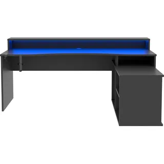 Gaming-Tisch FORTE "Tezaur" Tische Gr. B/H/T: 200 cm x 91,1 cm x 72 cm, schwarz Gamingtische Eckschreibtisch mit RGB-Beleuchtung, Tower rechtslinks montierbar