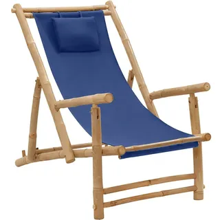 Liegestuhl Bambus Und Canvas Marineblau