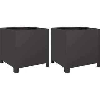 vidaXL Pflanzkübel 2 Stk. Schwarz 40x40x40 cm Stahl