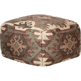 Beliani Pouf Jute und Wolle 50 x 30 x 50 cm Mehrfarbig