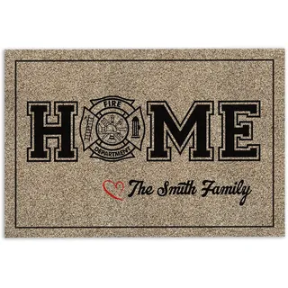 MIAOMANSENSTORE fußmatte innen außen fussmatte Personalisierte Feuerwehr-Fußmatte, US-amerikanisches Feuerwehrhaus, Willkommens-Fußmatte für die Familie deko Wohnzimmer