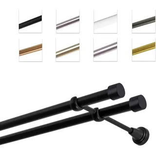 MDEKOR Vorhangstange 2-läufig Ø 19 mm 160 cm Schwarz