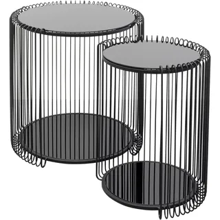 Kare DESIGN Beistelltisch Wire Double 87441 2er Set Glas Schwarz