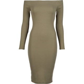 URBAN CLASSICS Off Shoulder Rib Langarmkleid Tini Olive L